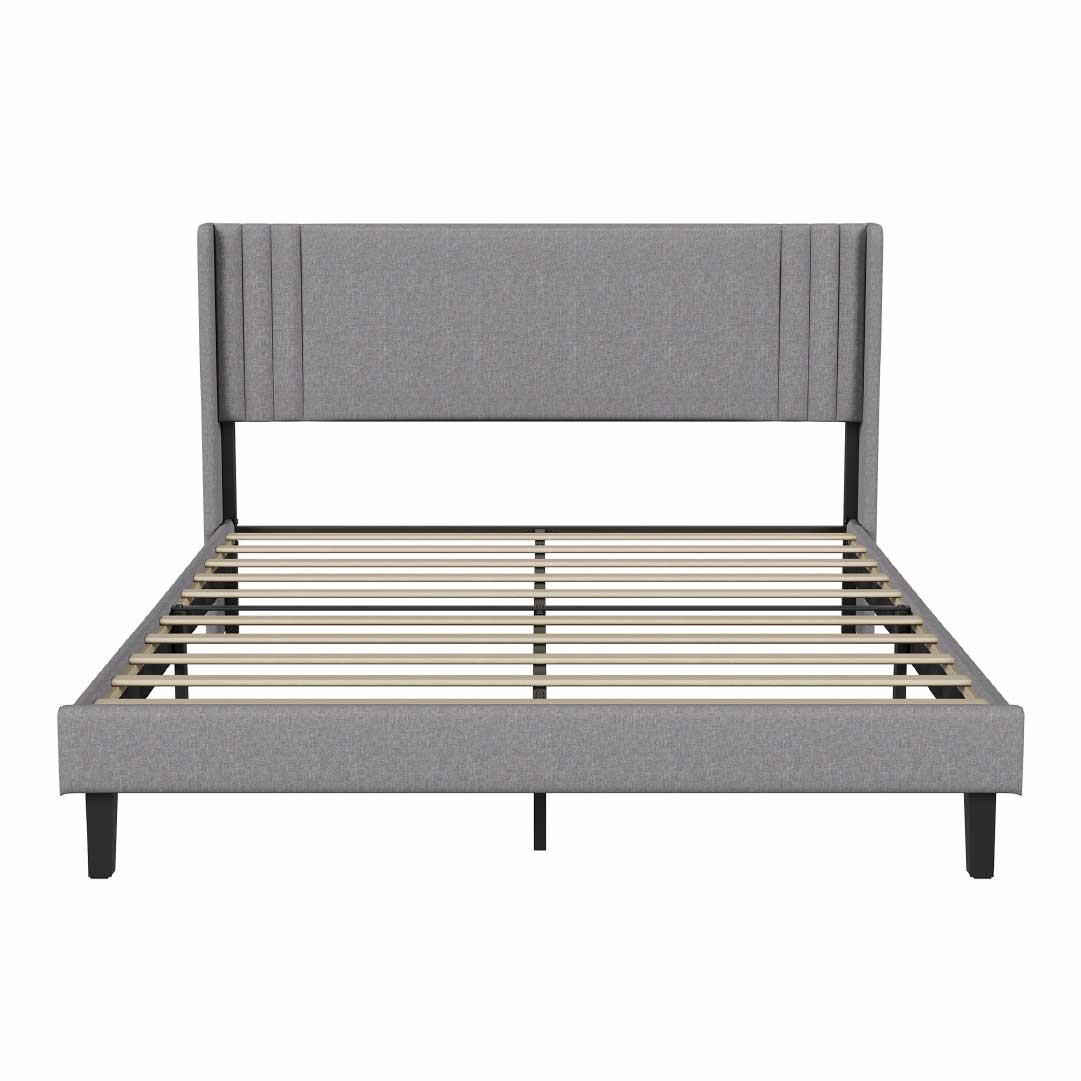 Yelenaro klädd säng med ribbotten 90x200 / 140x200 / 160x200 – Sängram med metallram och vadderad huvudgavel