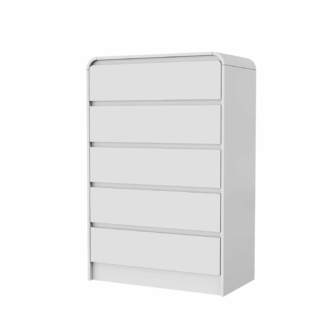 Yelenaro Vit byrå med 5 lådor & RGB LED – Modern minimalistisk lådbyrå med förvaring