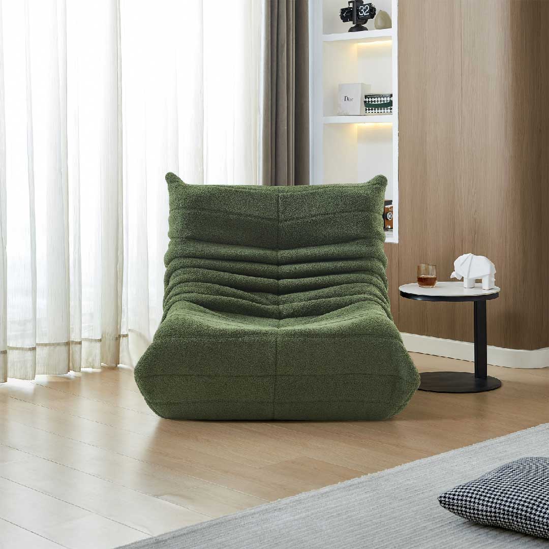 Grünes Yelenaro Bodensofa Einzelsofa im modernen Wohnraum, Teddy Sitzsack Sofa für Wohnzimmer, Lounge oder Schlafzimmer