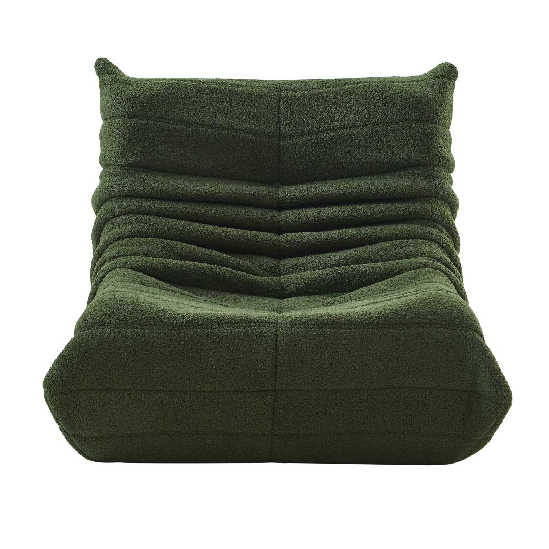 Grünes Yelenaro Einzelsofa Bodensofa im Togo-Stil, weiches Teddy Sitzsack Sofa mit hoher Rückenlehne und ergonomischer Polsterung