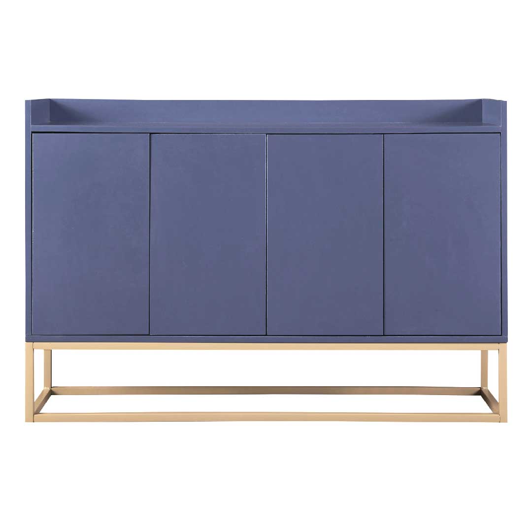 Yelenaro Sideboard 120 cm in Marineblau mit 4 Türen, modernes Sideboard mit Push-to-Open und Metallgestell, Frontansicht