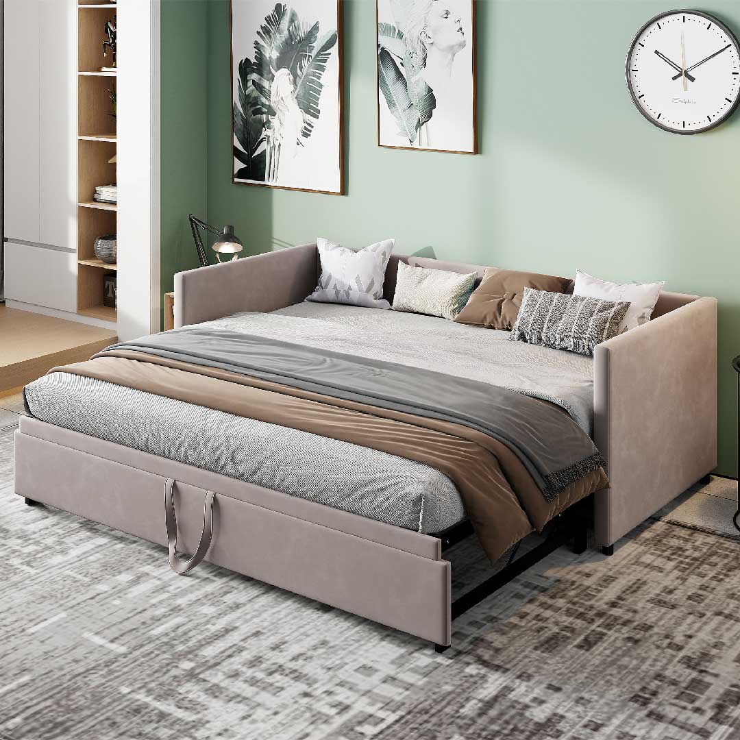 Yelenaro Tagesbett 90/180x200 ausziehbar mit Lattenrost & Samt