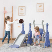 Yelenaro 4-in-1 Kinderrutsche mit Schaukel & Basketballkorb – Indoor Spielplatz