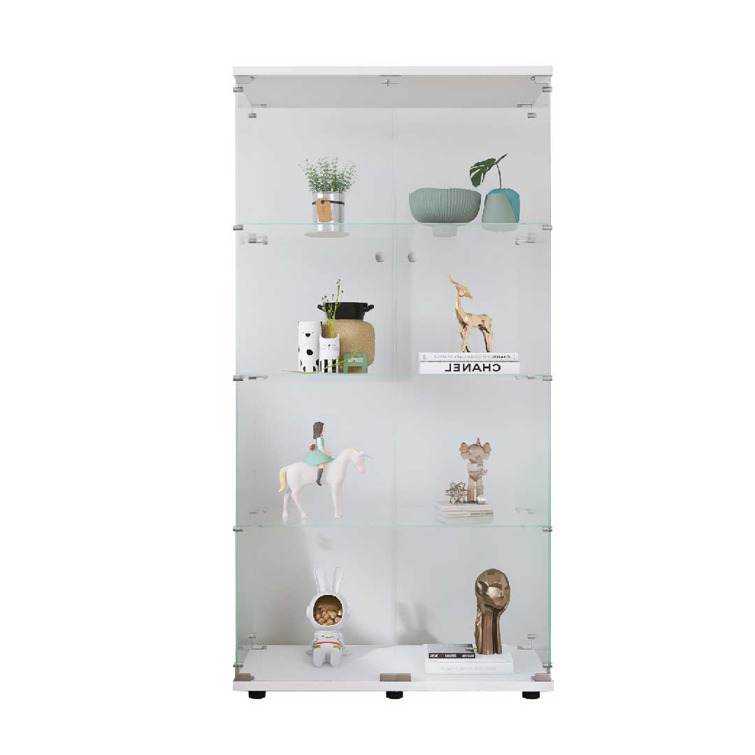 Yelenaro glasvitrin 163 cm – golvvitrin med lås, LED som tillval