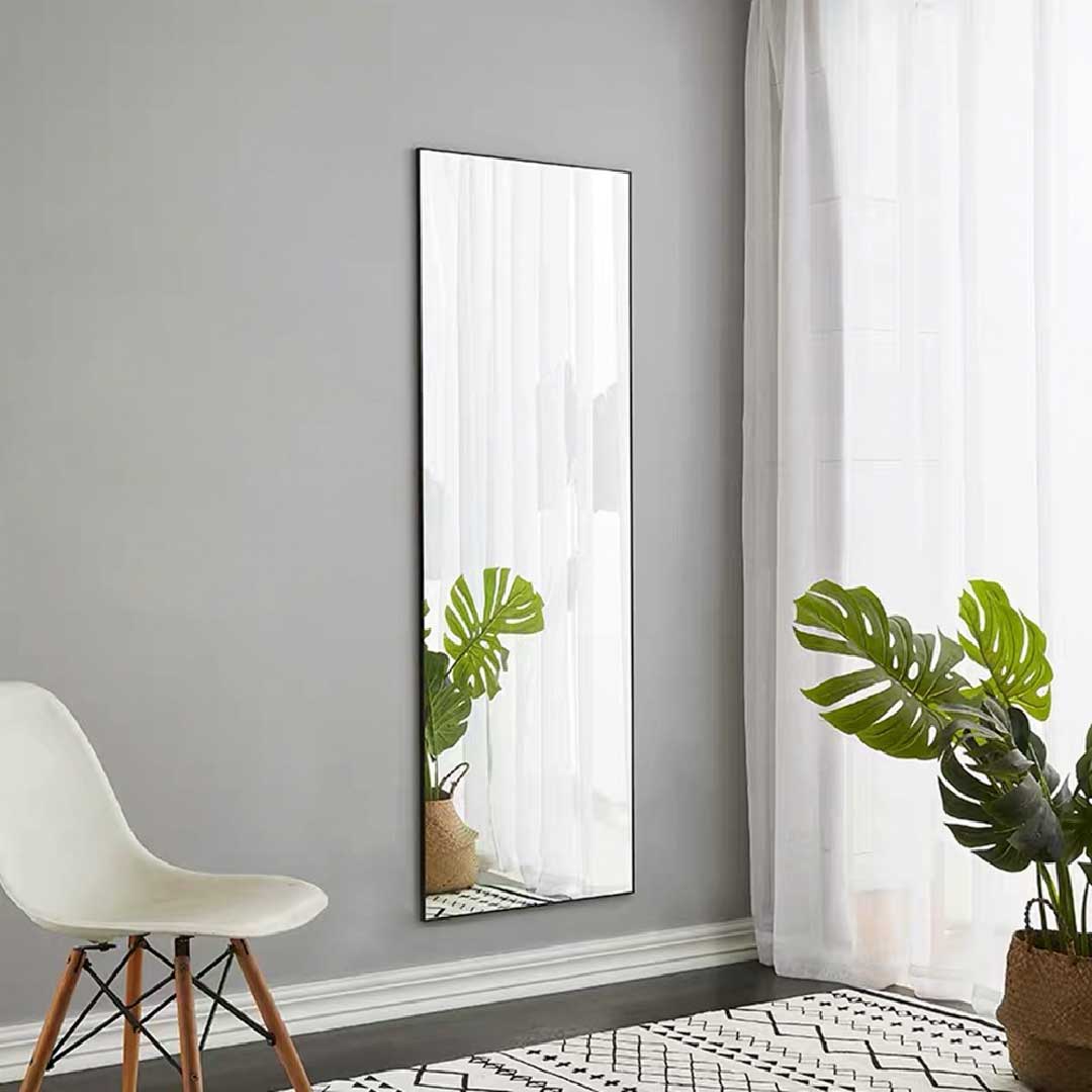 Yelenaro Wandspiegel 150x40 cm mit Metallrahmen, platzsparend für Schlafzimmer und Ankleide