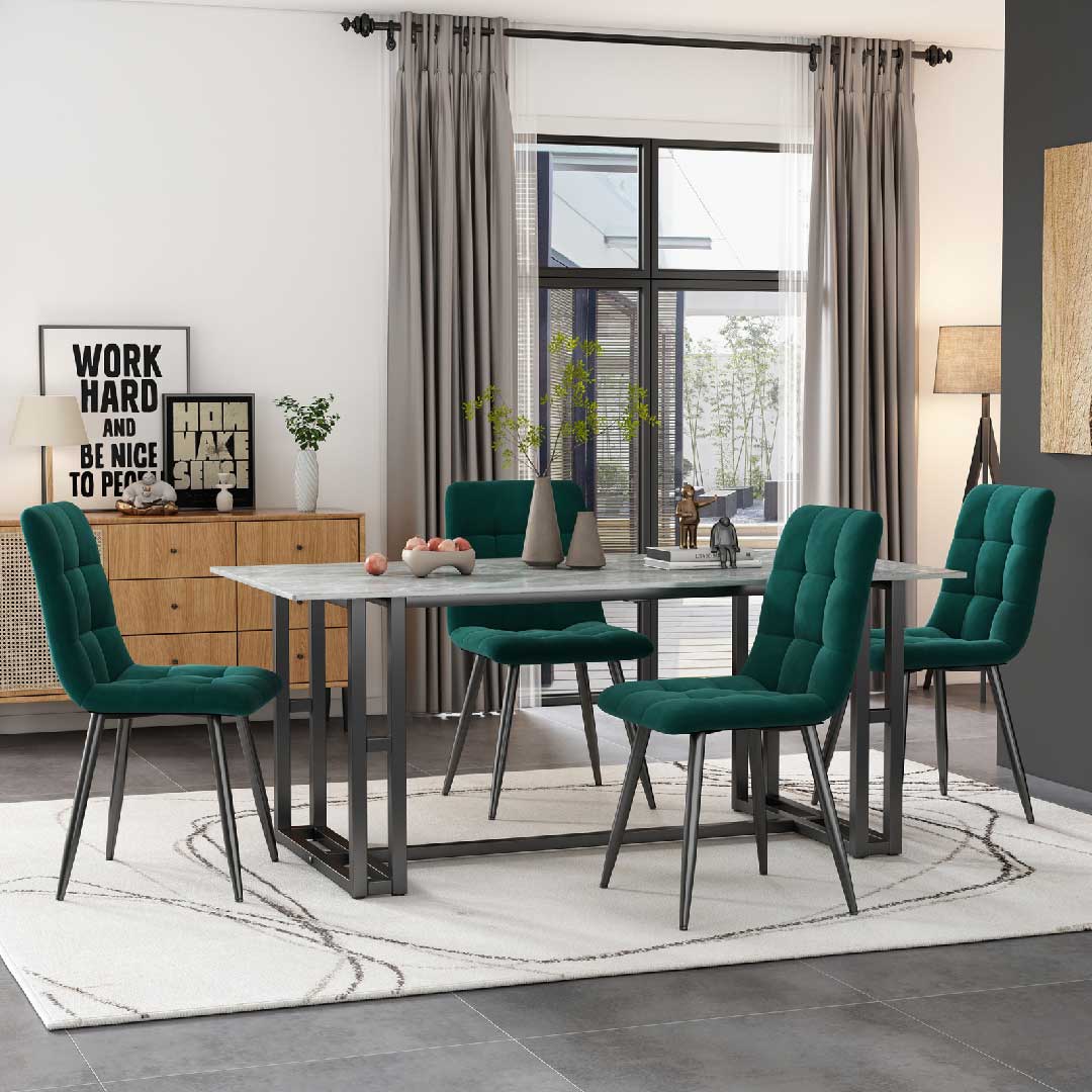 Yelenaro Esszimmerstuhl 4er-Set – Samt & Leinen Polsterstühle mit Rückenlehne, ergonomisch & stabil, modern für Küche & Wohnzimmer