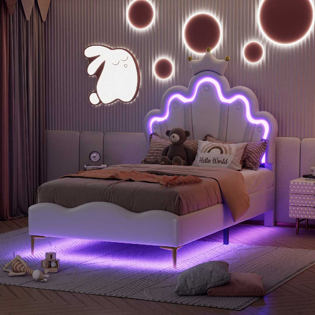 Prinzessinnen-Kinderbett mit LED-Licht – märchenhafte Schlafzimmergestaltung für Mädchen